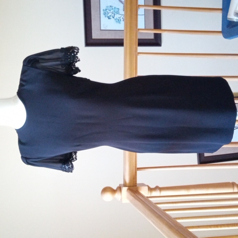 Vintage Donna Morgan sequin beaded detailing short sleeve midi dress like new